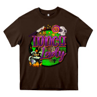 Chocolate Brown halloween lunch lady Heavy Core Tee - BarkalooDesign
