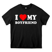 Black I Love My Boyfriend T-Shirt Heavy Core Tee - PixelWave