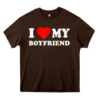 Chocolate Brown I Love My Boyfriend T-Shirt Heavy Core Tee - PixelWave