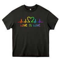 Asphalt LGBT Love Rainbow Heartbeat Heavy Core Tee - PixelWave