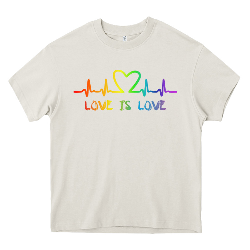 Lgbt Love Rainbow Heartbeat Heavy Core Tee by PixelWave | Teevron