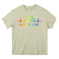 Mossy LGBT Love Rainbow Heartbeat Heavy Core Tee - PixelWave