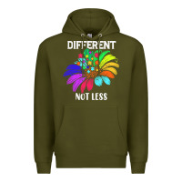 Army Green Different Not Less Daisy Autism Puzzle Premium Hoodie - CowhideDigitalArt