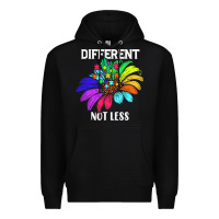 Black Different Not Less Daisy Autism Puzzle Premium Hoodie - CowhideDigitalArt