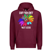 Burgundy Different Not Less Daisy Autism Puzzle Premium Hoodie - CowhideDigitalArt