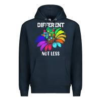 Navy Different Not Less Daisy Autism Puzzle Premium Hoodie - CowhideDigitalArt