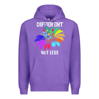 Purple Different Not Less Daisy Autism Puzzle Premium Hoodie - CowhideDigitalArt