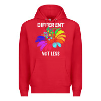 Red Different Not Less Daisy Autism Puzzle Premium Hoodie - CowhideDigitalArt