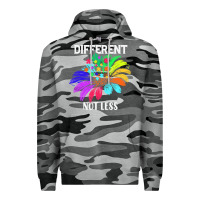 Slate Camo Different Not Less Daisy Autism Puzzle Premium Hoodie - CowhideDigitalArt