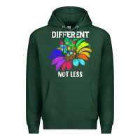 Sports Green Different Not Less Daisy Autism Puzzle Premium Hoodie - CowhideDigitalArt
