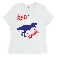 White 4th of July Dinosaur Ladies Tee - Bettercallsaul