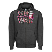 Charcoal Heather v is for valentine versed Zipper Hoodie - RacoonDesign