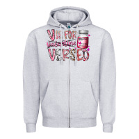 Heather Grey v is for valentine versed Zipper Hoodie - RacoonDesign