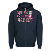 Navy v is for valentine versed Zipper Hoodie - RacoonDesign
