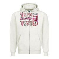 Oatmeal Heather v is for valentine versed Zipper Hoodie - RacoonDesign