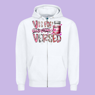V Is For Valentine Versed Zipper Hoodie Designed By Racoondesign