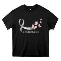 Black pretty white ribbon support lung cancer awareness t shirt Heavy Core Tee - Craftify