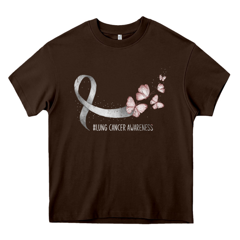Pretty White Ribbon Support Lung Cancer Awareness T Shirt Heavy Core Tee by Craftify | Teevron