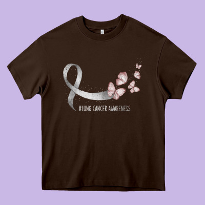 Pretty White Ribbon Support Lung Cancer Awareness T Shirt Heavy Core Tee Designed By Craftify