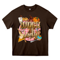 Chocolate Brown fall  lunch lady Heavy Core Tee - BarkalooDesign