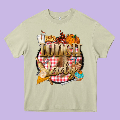 Fall  Lunch Lady Heavy Core Tee Designed By Barkaloodesign
