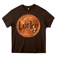 Chocolate Brown Cute Good Luck Gift - Lucky Penny Heavy Core Tee - Craftify