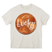 Cream Cute Good Luck Gift - Lucky Penny Heavy Core Tee - Craftify