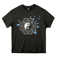 Asphalt yin yang with butterflies ancient chinese yin yang Heavy Core Tee - Craftify