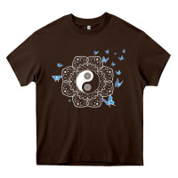 Chocolate Brown yin yang with butterflies ancient chinese yin yang Heavy Core Tee - Craftify