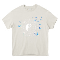 Cream yin yang with butterflies ancient chinese yin yang Heavy Core Tee - Craftify