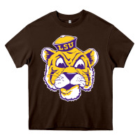 Chocolate Brown Vintage Louisiana State Tiger Mascot Heavy Core Tee - Craftify
