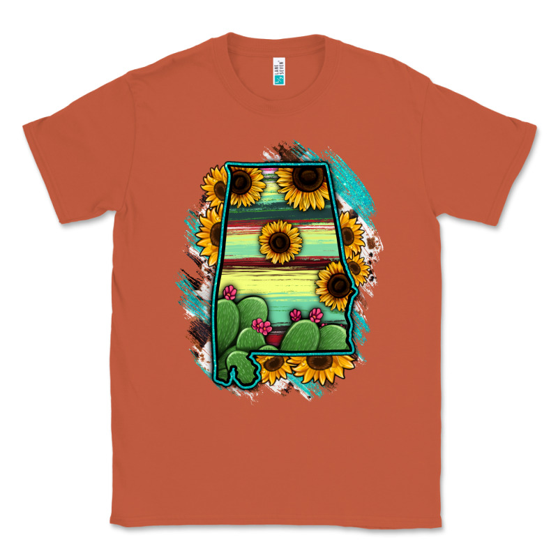 Alabama Map Sunflower Cactus Serape Classic Tee by RanaPortraitStore | Teevron