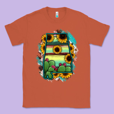 Alabama Map Sunflower Cactus Serape Classic Tee Designed By Ranaportraitstore
