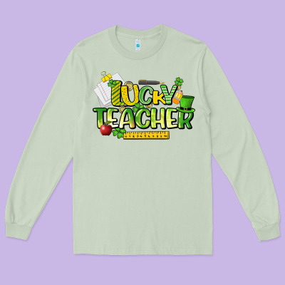 Lucky Teacher St. Patrick's Day Long Sleeve Tee Designed By Howdyjamesfarm
