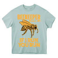 Bee Beekeeper If I Run You Run Bumble Bee Humour 449 Hive Beekeeping Heavy Core Tee | Teevron