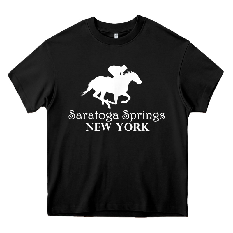 Saratoga Springs New York Horse Racing Jockey Heavy Core Tee by Craftify | Teevron