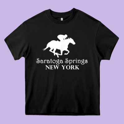 Saratoga Springs New York Horse Racing Jockey Heavy Core Tee Designed By Craftify