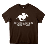 Chocolate Brown Saratoga Springs New York Horse Racing Jockey Heavy Core Tee - Craftify