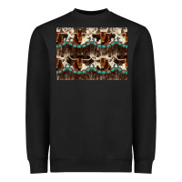 Black Longhorn Cow Pattern Heavyweight Sweatshirt - CowhideDigitalArt