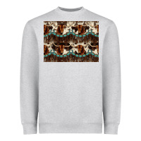 Heather Grey Longhorn Cow Pattern Heavyweight Sweatshirt - CowhideDigitalArt