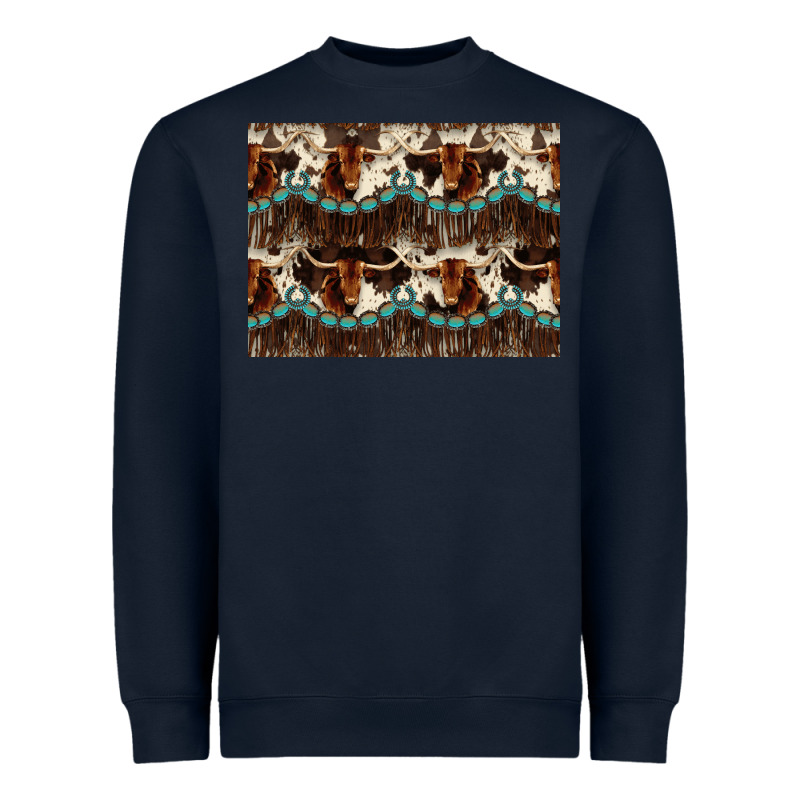 Longhorn Cow Pattern Heavyweight Sweatshirt by CowhideDigitalArt | Teevron
