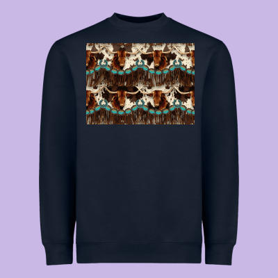 Longhorn Cow Pattern Heavyweight Sweatshirt Designed By Cowhidedigitalart