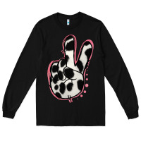 Black Black White Dalmatian Peace Sign Long Sleeve Tee - Jasminsmagicworld