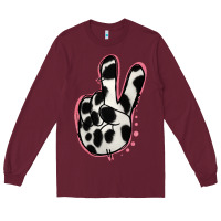 Burgundy Black White Dalmatian Peace Sign Long Sleeve Tee - Jasminsmagicworld
