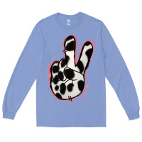 Colony Blue Black White Dalmatian Peace Sign Long Sleeve Tee - Jasminsmagicworld