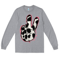 Heather Grey Black White Dalmatian Peace Sign Long Sleeve Tee - Jasminsmagicworld
