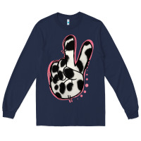 Navy Black White Dalmatian Peace Sign Long Sleeve Tee - Jasminsmagicworld