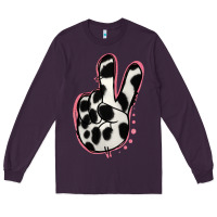 Plum Black White Dalmatian Peace Sign Long Sleeve Tee - Jasminsmagicworld