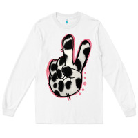 White Black White Dalmatian Peace Sign Long Sleeve Tee - Jasminsmagicworld
