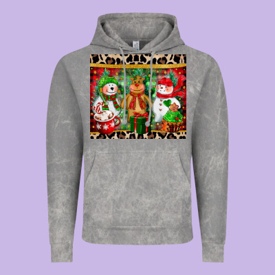 Christmas Snowman Polar Bear Reindeer Vintage Hoodie Designed By Cowgirlartshop